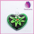 2014 newest fashion heart with flower lampwork glass pendants